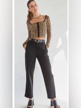 New Francesca’s Judy Animal Print Button Front Pullover Sweater